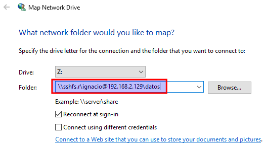 Mapeo carpeta datos unidad red